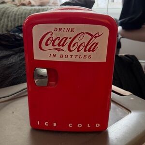 Coca-Cola Red Mini Fridge with Classic White Logo
